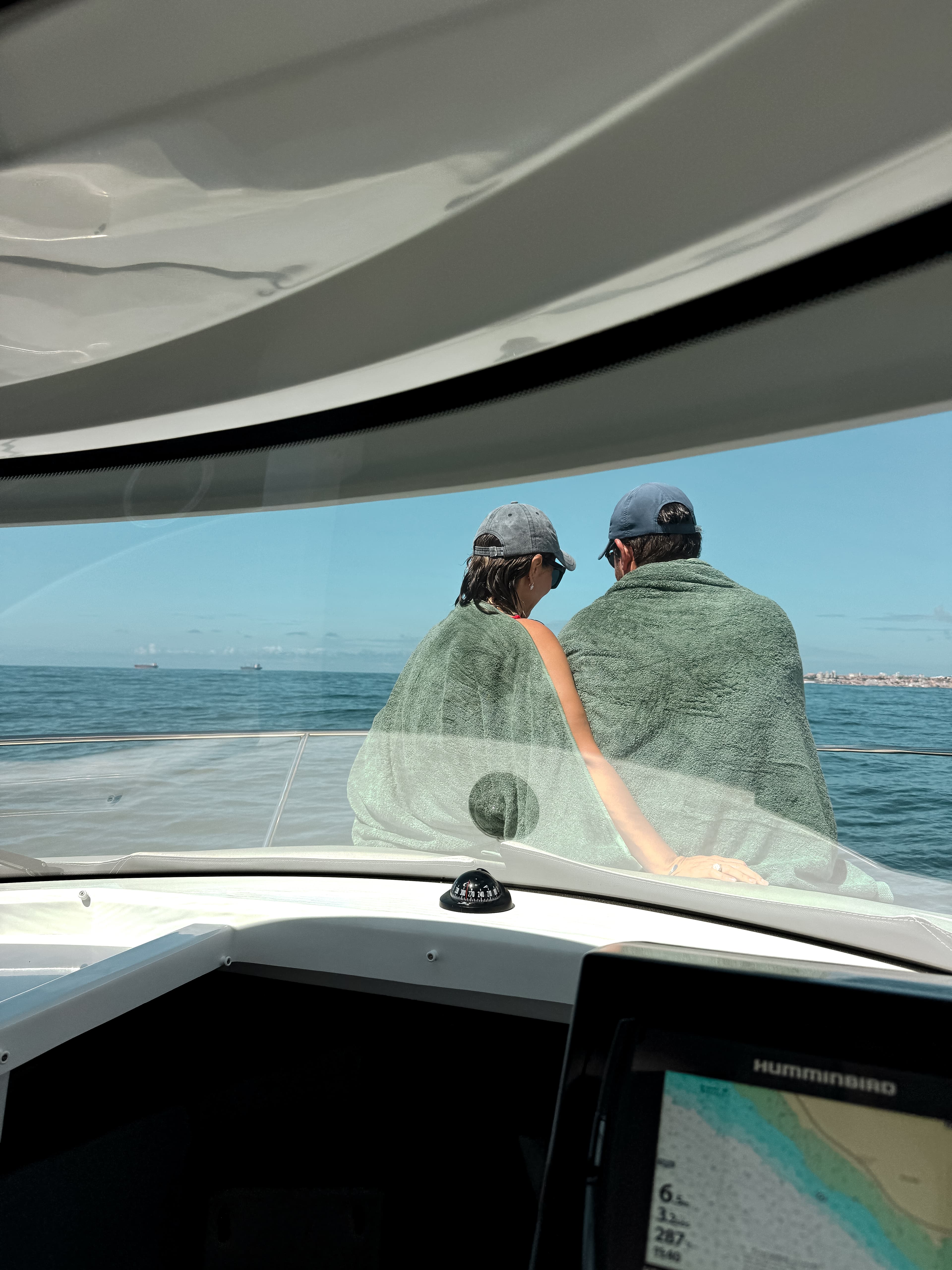 Celebrating our anniversary on a boat.